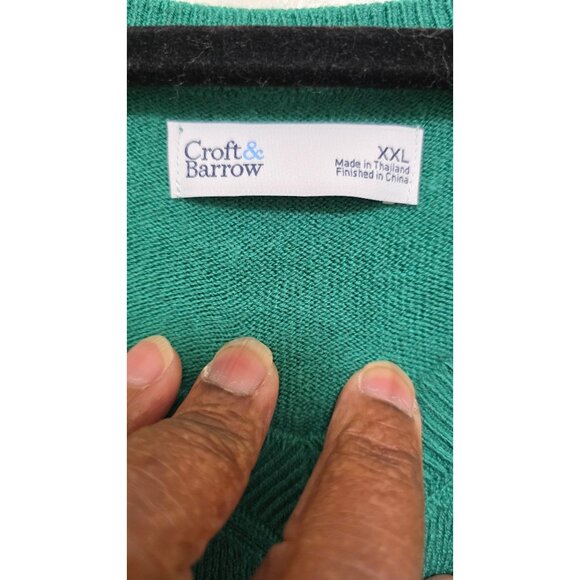 NWT Croft & Barrow Women's Plus Size V-Neck Pullover Sweater XXL Green Acrylic L - Picture 4 of 6